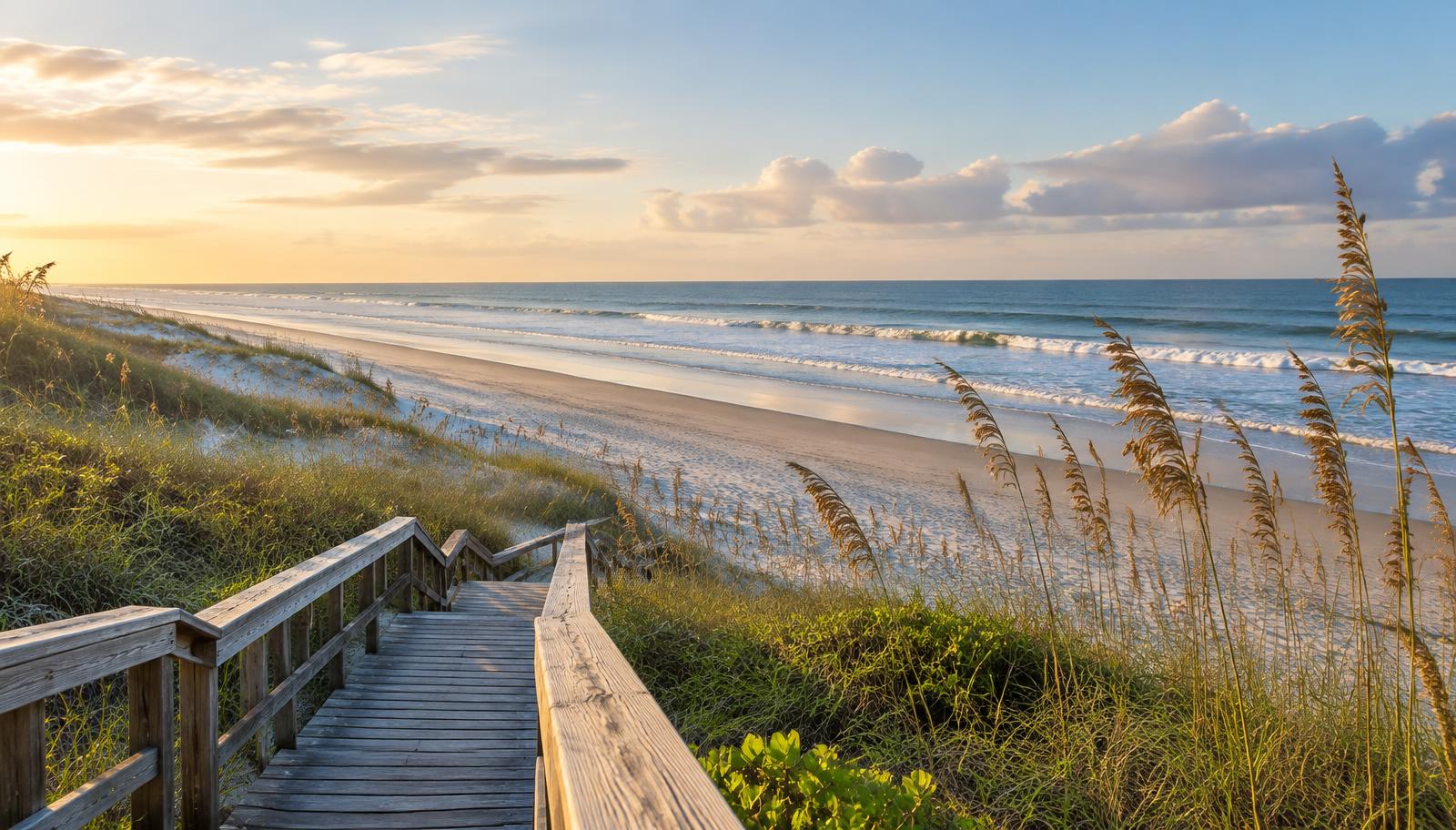 Illustration of Ponte Vedra Beach, Florida (AI-generated scenery) — not a Flower Fairy project photo.
