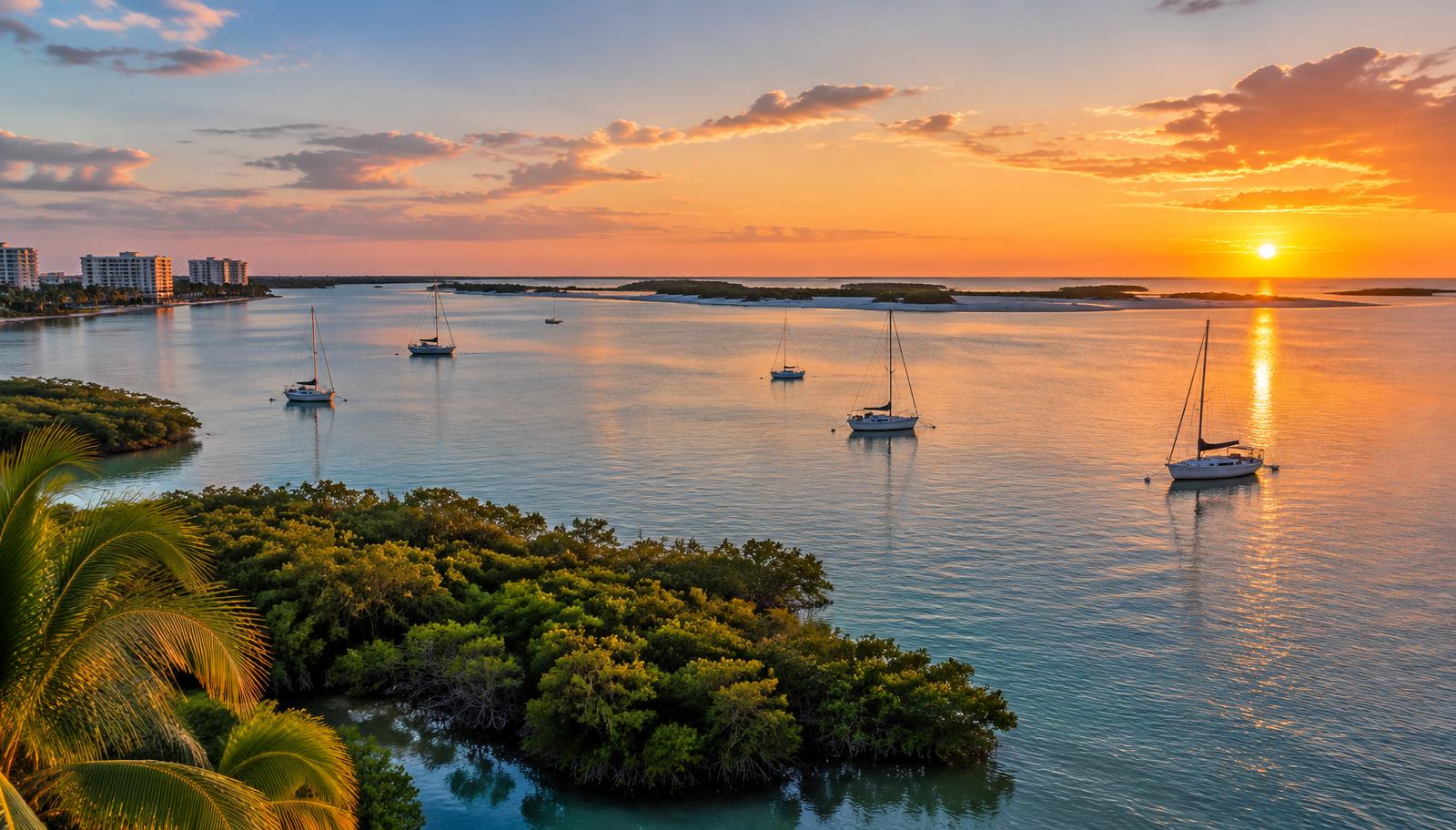 Illustration of Sarasota, Florida (AI-generated scenery) — not a Flower Fairy project photo.