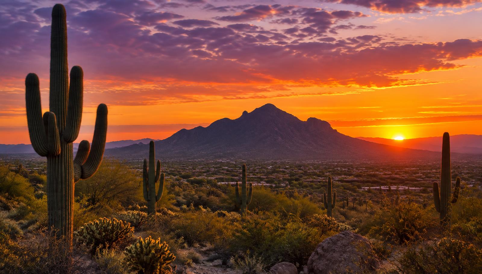 Illustration of Scottsdale, Arizona (AI-generated scenery) — not a Flower Fairy project photo.