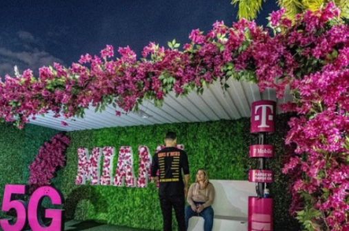 Brand activation wrapped in bougainvillea