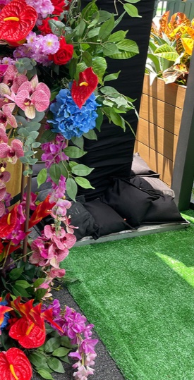 Large-scale floral installation arch