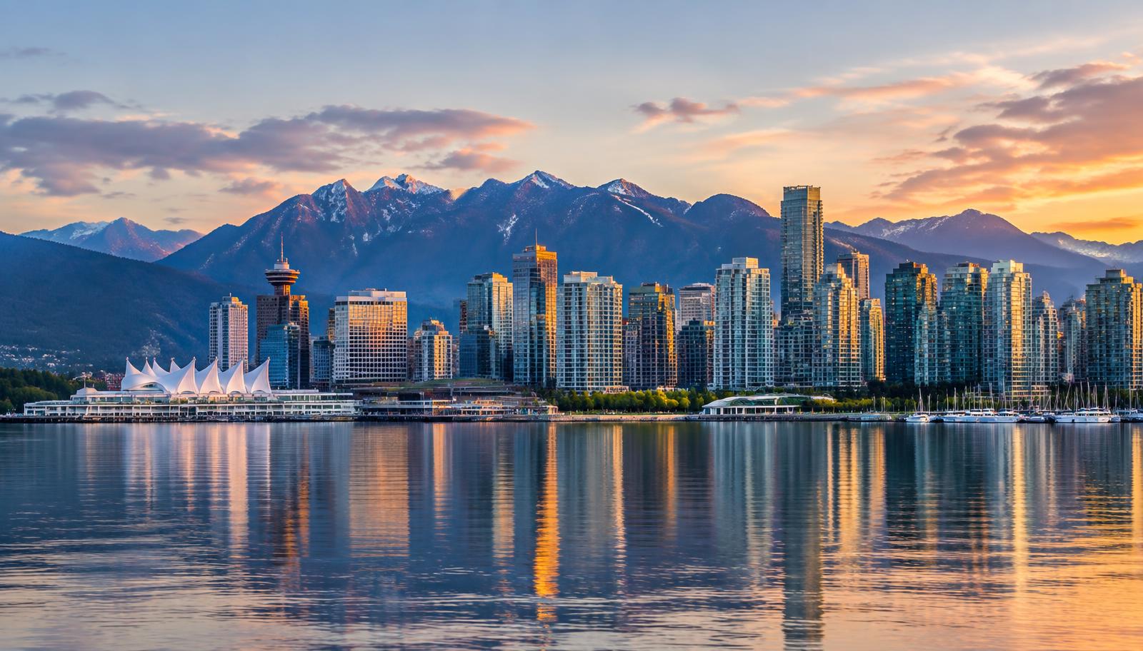 Illustration of Vancouver, British Columbia (AI-generated scenery) — not a Flower Fairy project photo.
