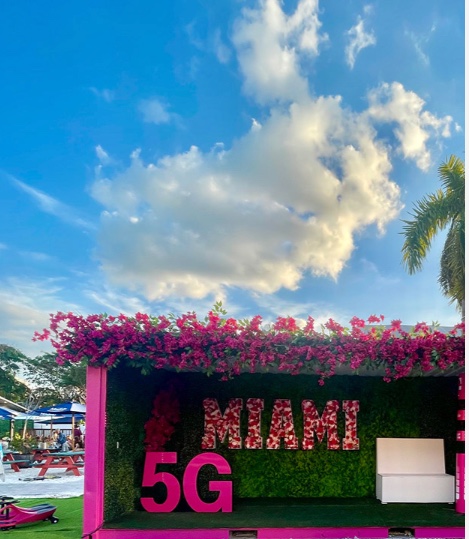 T-Mobile Miami 5G activation wrapped in bougainvillea